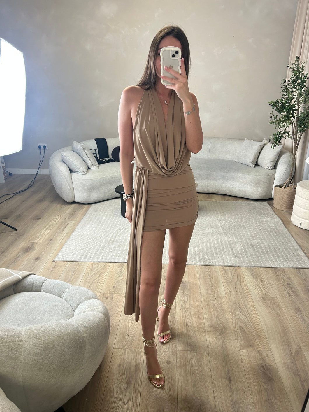 Maisie drape slinky dress