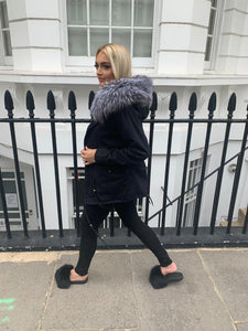 Silver fox fur parka