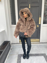 Load image into Gallery viewer, Hooded faux fur coat
