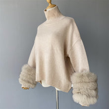 Load image into Gallery viewer, Fur cuff Jumper high neck
