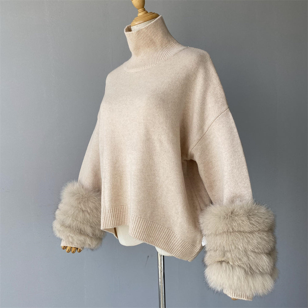 Fur cuff Jumper high neck